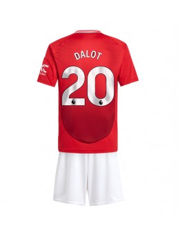 Billige Manchester United Diogo Dalot #20 Hjemmedraktsett Barn 2024-25 Kortermet (+ Korte bukser)